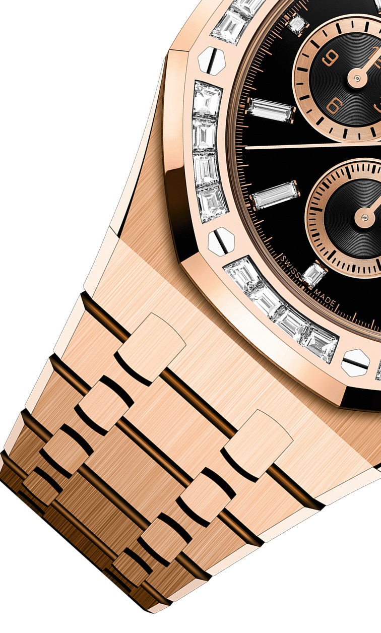 Rose gold strap 904L steel black dial - Watch - 38 mm