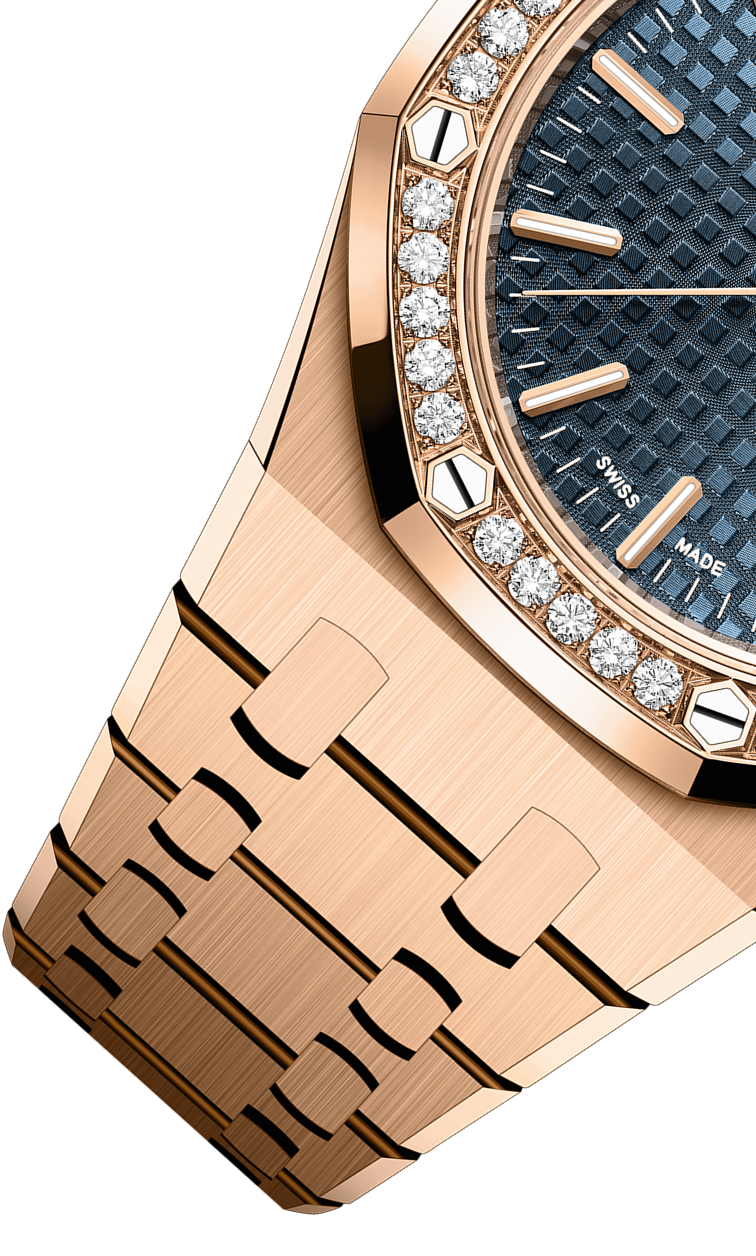 Rose gold strap 904L steel midnight blue dial - Watch - 37 mm