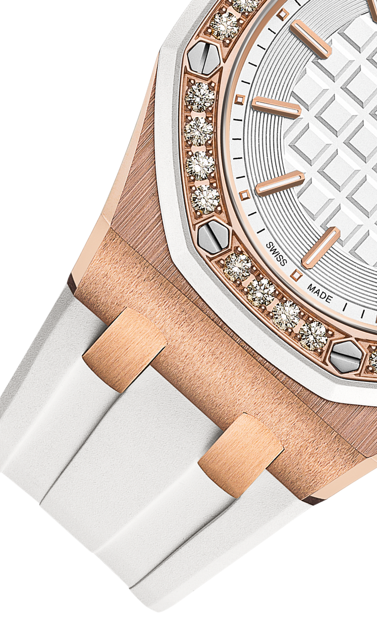 White strap - Titanium white dial - Watch - 37 mm