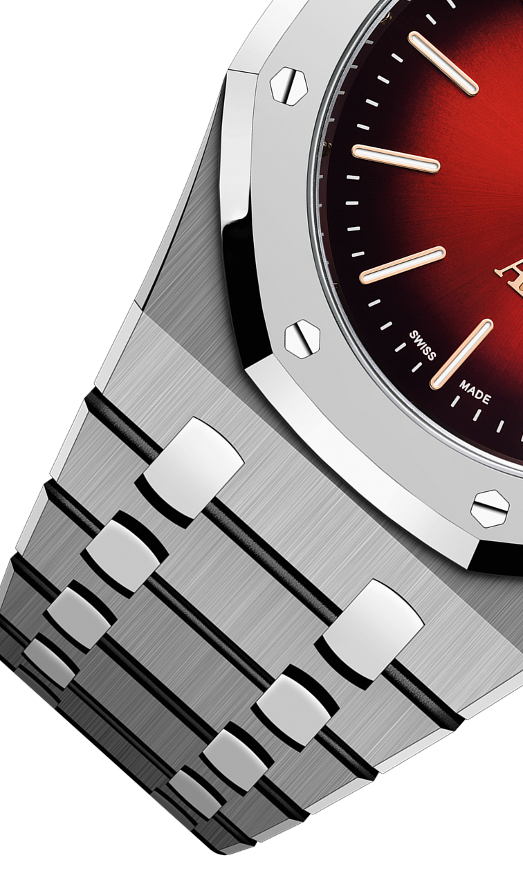 Silver 904L Steel Smoked Burgundy Dial - Watch - 39mm