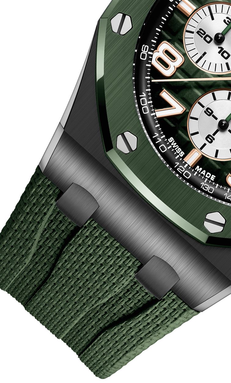 Green strap - Titanium Smoked green dial - Watch - 44mm