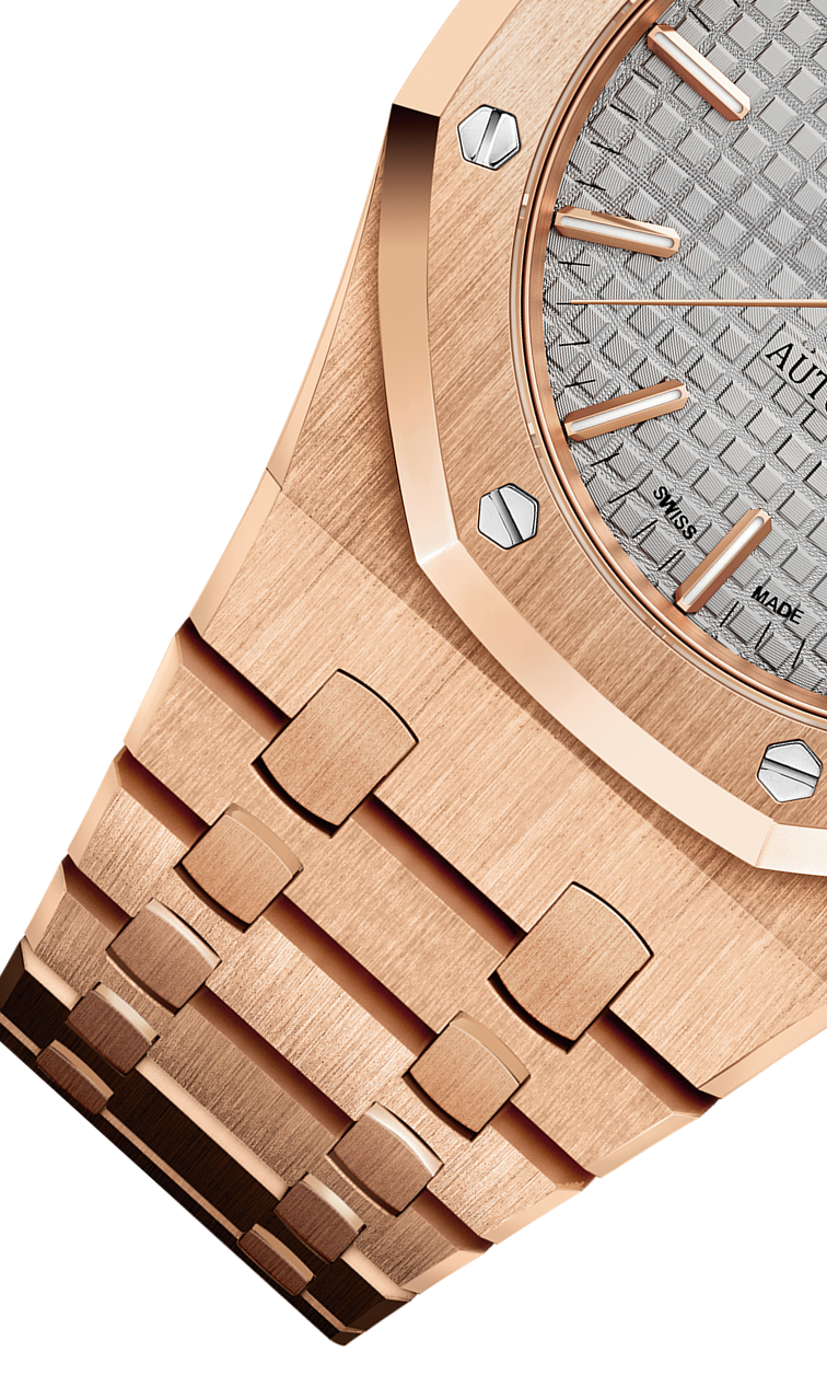 Rose gold 904L steel silver-grey dial - Watch - 37 mm