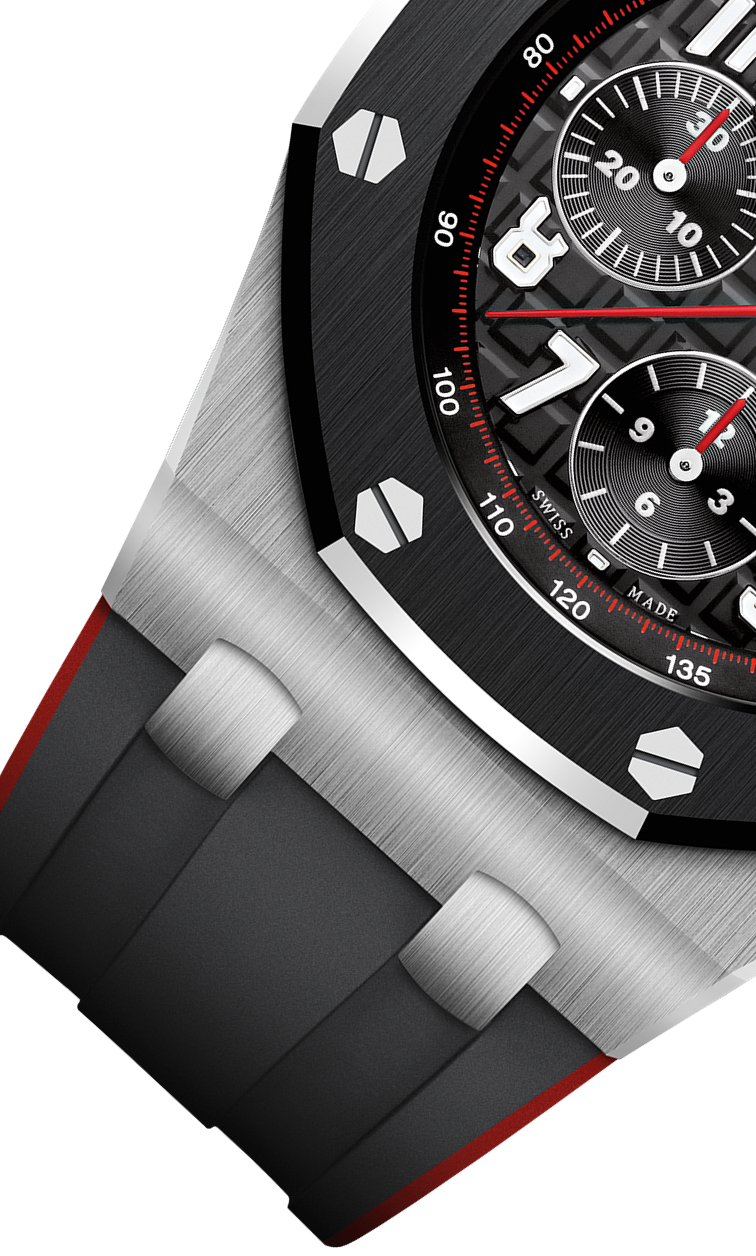 Black and red 904L steel with black dial - Watch - 42mm
