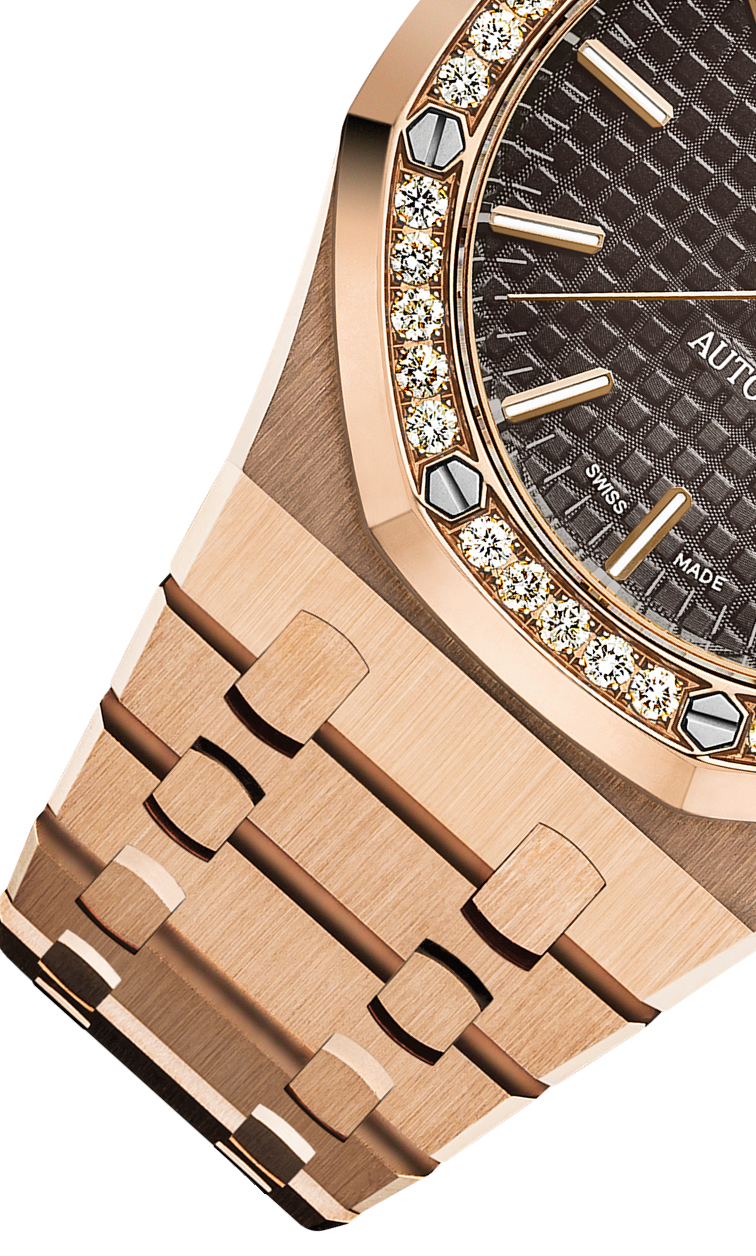 Rose gold 904L steel brown dial - Watch - 37 mm