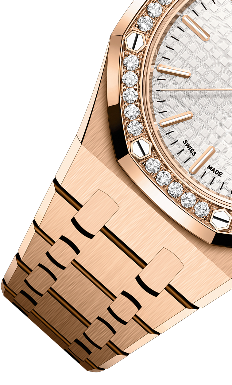 Rose gold strap 904L steel silver dial - Watch - 37 mm