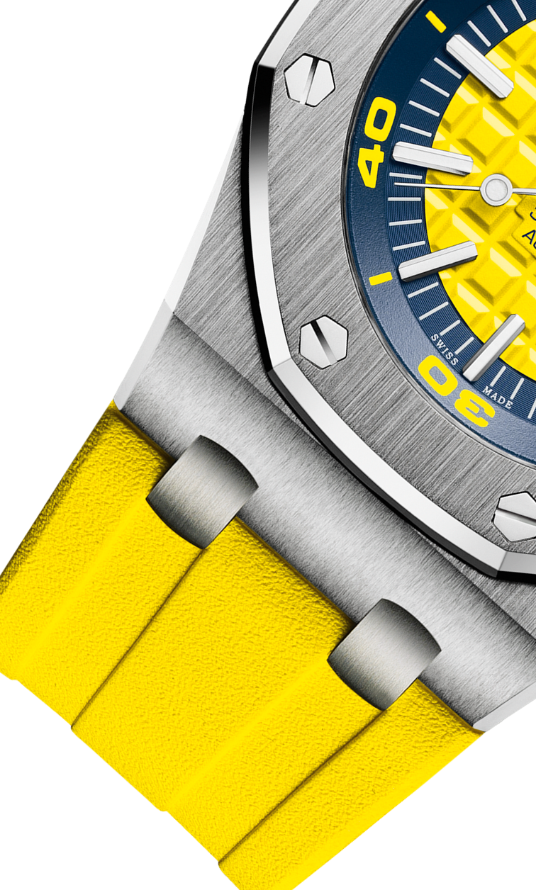 Bright yellow strap - Titanium bright yellow dial - Watch - 42mm