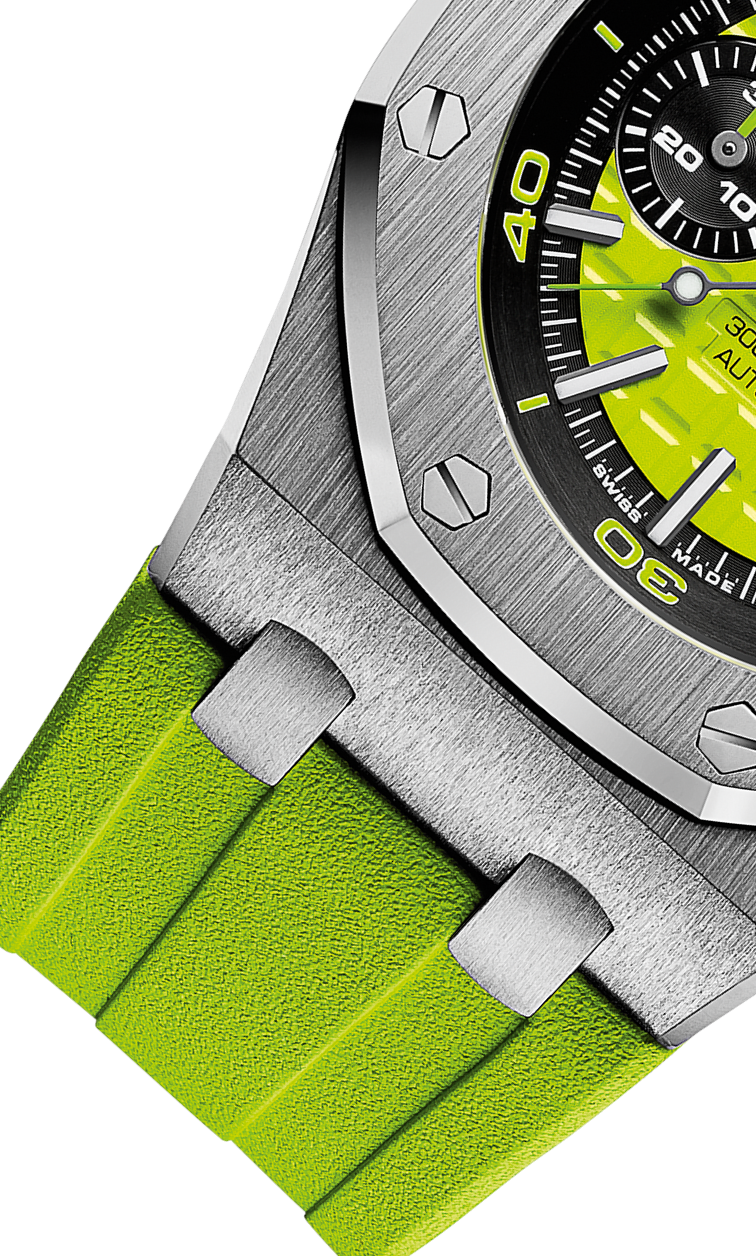 Yellow-green strap - Titanium green dial - Watch - 42 mm