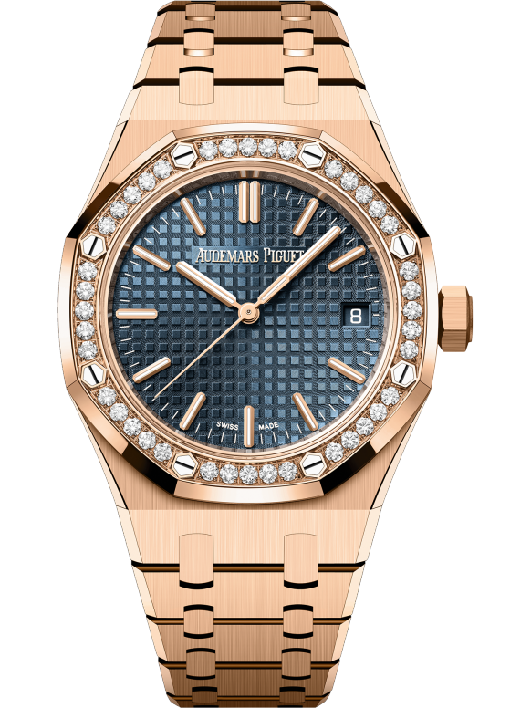 Rose gold strap 904L steel midnight blue dial - Watch - 37 mm