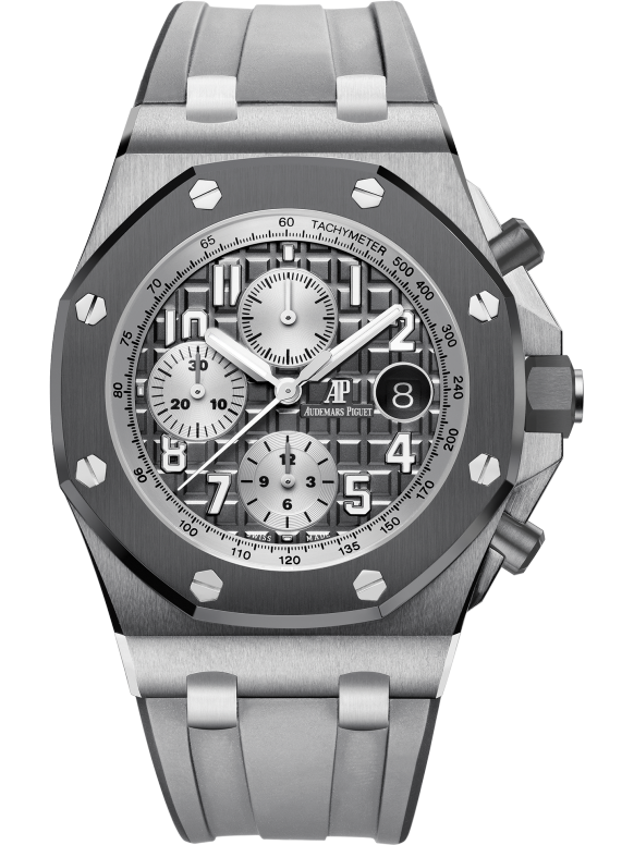 Light and dark grey strap - Titanium silver grey dial - Watch - 42mm
