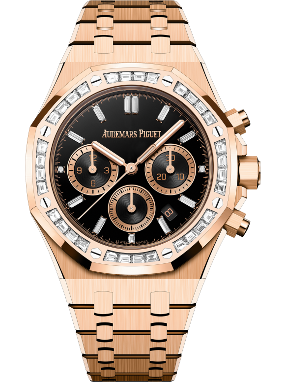Rose gold strap 904L steel black dial - Watch - 38 mm