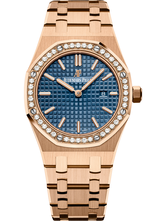 Rose gold 904L steel blue dial - Watch - 33 mm